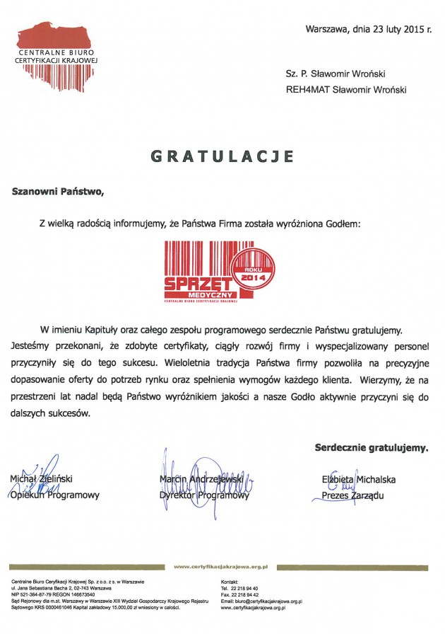 SPRZĘT MEDYCZNY ROKU 2014